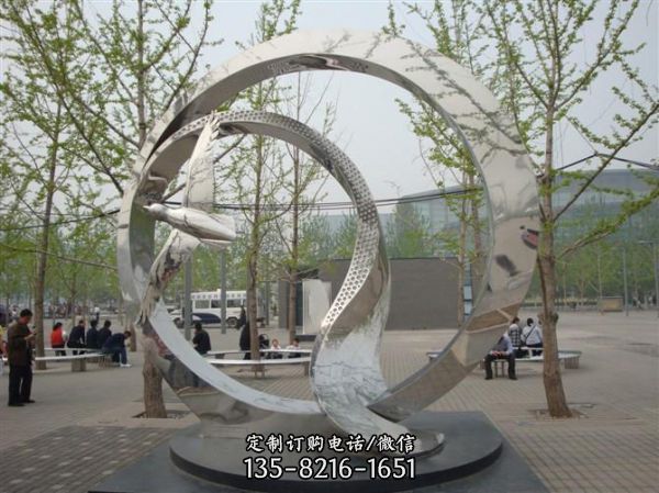 广场摆放不锈钢城市标志物雕塑（3）