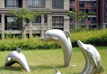 「小区海豚」精美不锈钢雕塑 