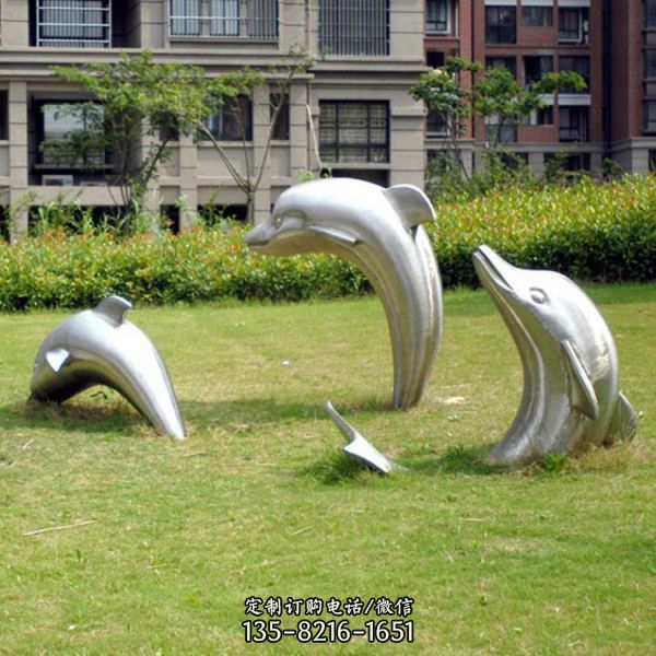 宁静的海豚雕塑是一种可以摆放在小区花园草地的海豚雕…