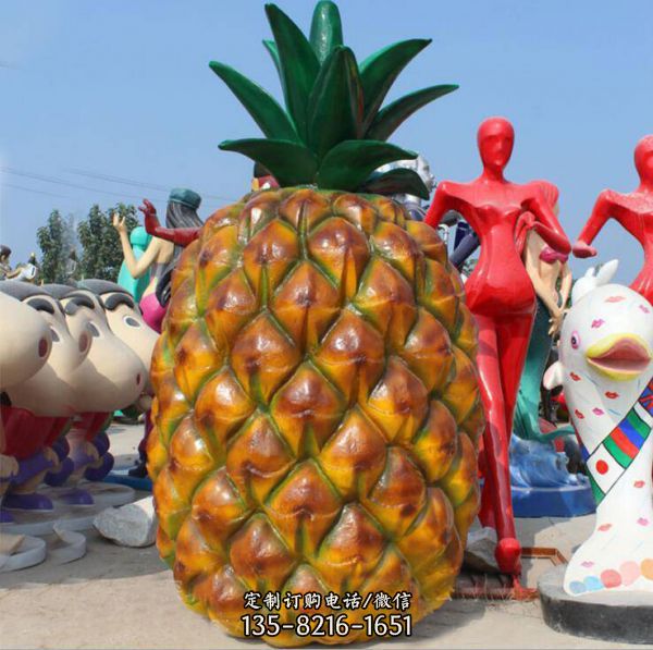 农业园区玻璃钢菠萝蜜卡通 凤梨公仔雕塑（3）