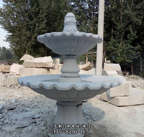 石雕喷泉欧式水钵大理石黄锈石庭院流水风水球喷泉雕塑（3）
