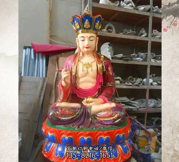 寺庙室内供奉地藏菩萨树脂贴金佛像雕塑（2）