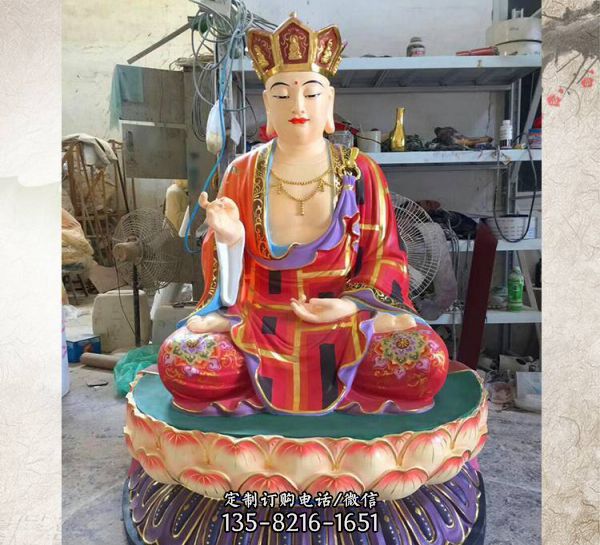 寺庙室内供奉地藏菩萨树脂贴金佛像雕塑（3）