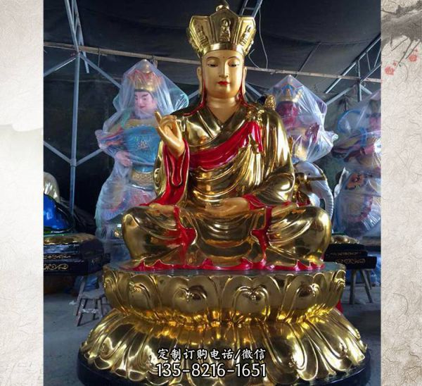 寺庙室内供奉地藏菩萨树脂贴金佛像雕塑（5）
