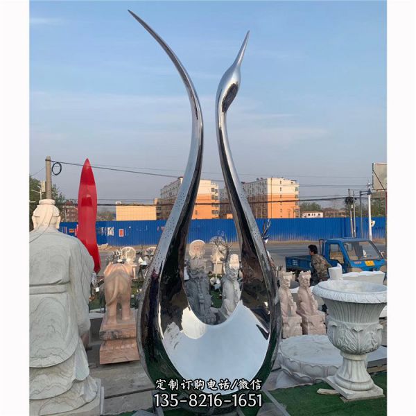 城市广场摆放大型不锈钢抽象雕塑圆环铁艺金属模型 （5）