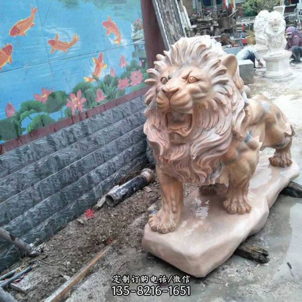 庭院寺庙门口大理石石雕镇宅招财的狮子雕塑（2）