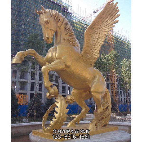 户外动物马铸铜雕塑定制仿铜阿波罗战车售楼部黄铜飞马落地摆件（4）