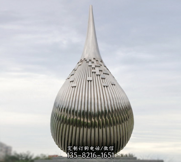 不锈钢创意水滴，大型城市景观雕塑
