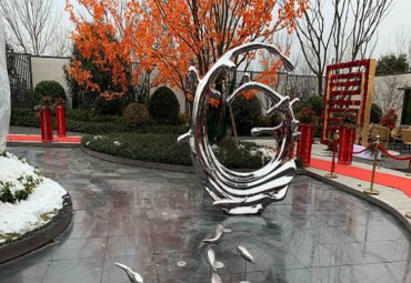铁艺景观艺术——小区广场不锈钢烤漆浪花喷泉水景