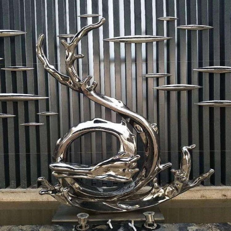 创意海浪景刻——不锈钢镜面雕塑图片