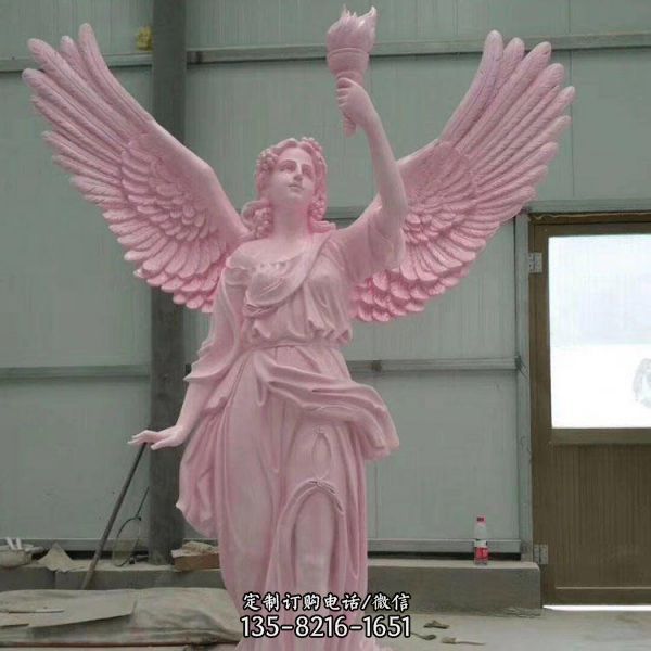 地产楼盘景区摆放玻璃钢漆金欧式展翅天使人物雕塑（4）
