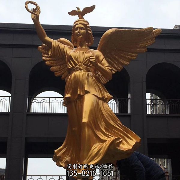 地产楼盘景区摆放玻璃钢漆金欧式展翅天使人物雕塑（2）