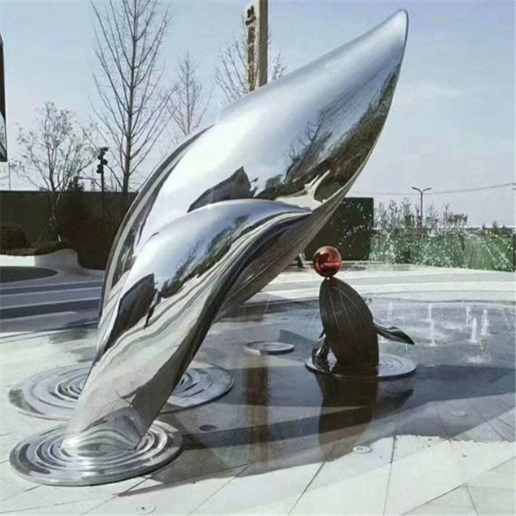 鲸鱼之舞不锈钢喷泉雕塑图片