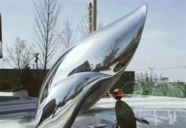 鲸鱼之舞不锈钢喷泉雕塑
