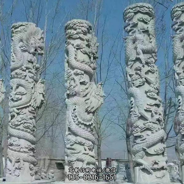 花岗岩石雕龙柱 各种寺庙青石盘龙柱 景区石龙柱雕塑（4）