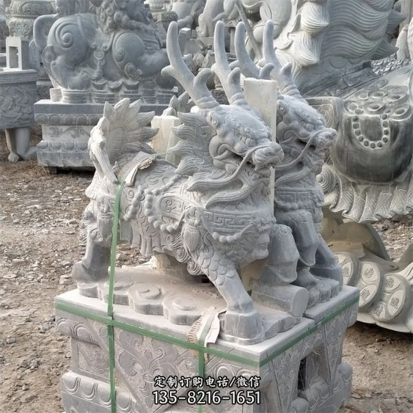 别墅小区大理石石雕户外门口大型狮子雕塑（4）