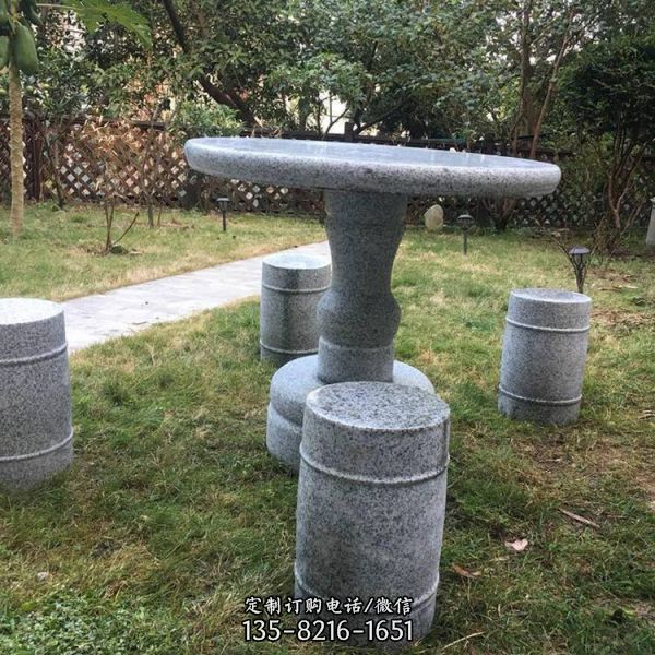 天然公园大理石圆桌石凳雕塑（4）