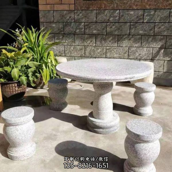 天然公园大理石圆桌石凳雕塑（3）