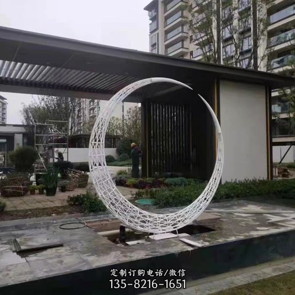 镂空月牙形状 大型摆件 广场不锈钢雕塑定制 （1）