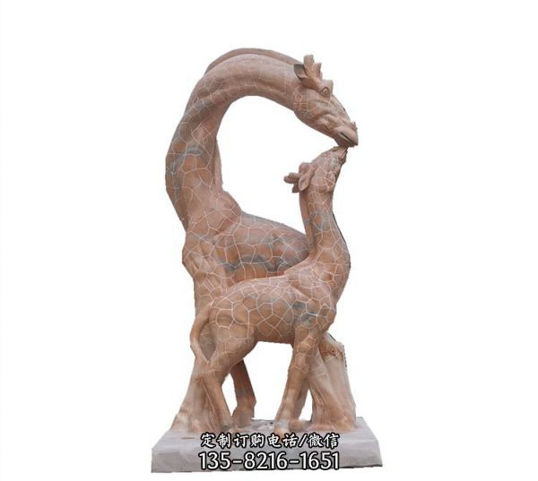 石雕长颈鹿母子扭头鹿组合动物摆件石头小鹿梅花鹿户外广场公园景观装饰雕塑（5）