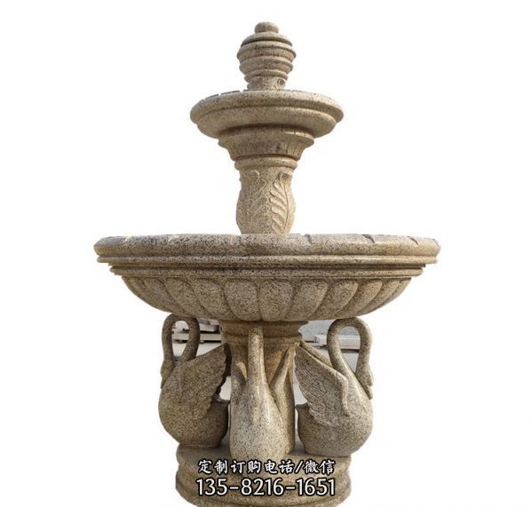  园林景观流水风水球庭院大理石水钵摆件石雕黄锈石喷泉雕塑（5）
