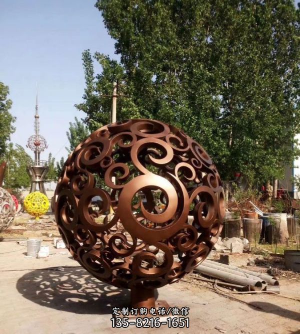 不锈钢球摆件园林景观雕塑镂空球地球仪圆环雕塑（2）