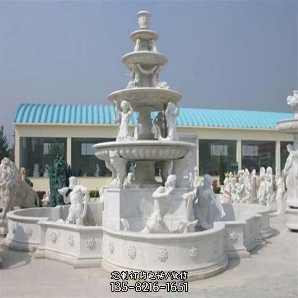 小区别墅大理石砂石石雕欧式流水喷泉雕塑摆件