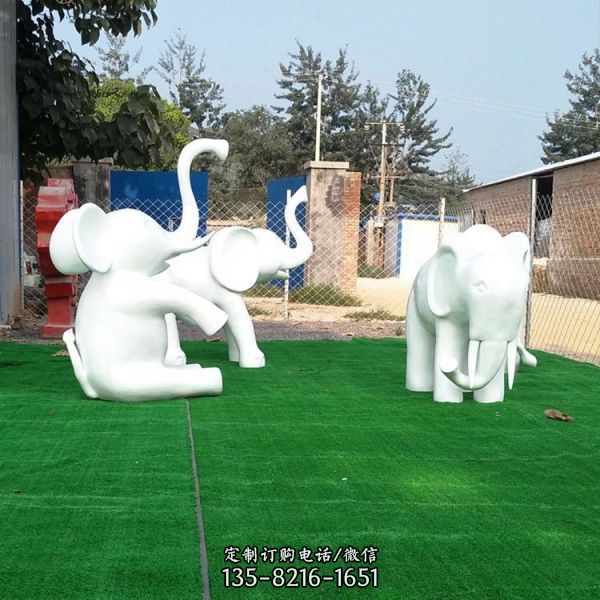 仿真动物摆件幼儿园公园绿地装饰定制玻璃钢小象景观雕塑（4）