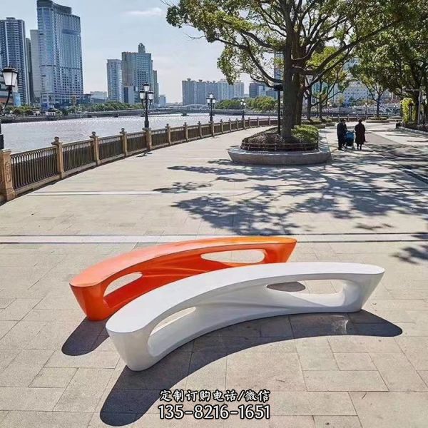 商场玻璃钢彩绘坐凳 公园广场休闲座椅雕塑（6）