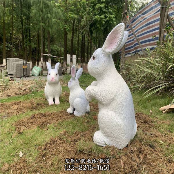  玻璃钢动物造型 公园仿真动物兔子雕塑（3）