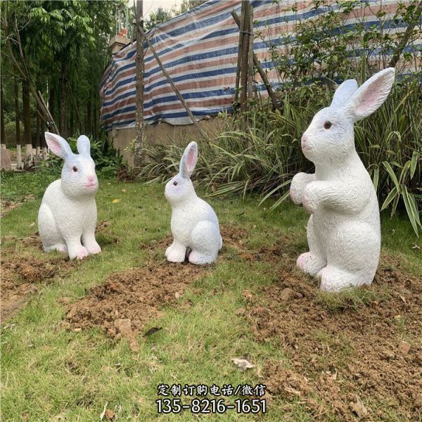  玻璃钢动物造型 公园仿真动物兔子雕塑（4）