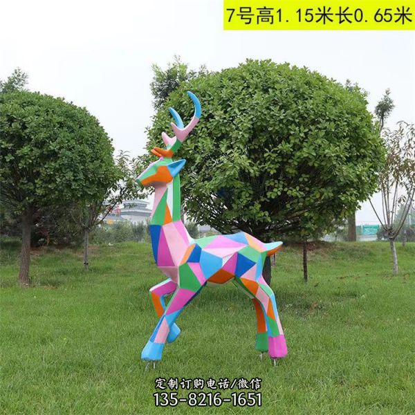 不锈钢几何鹿雕塑抽象鹿户外售楼处艺术景观动物落地摆件（2）