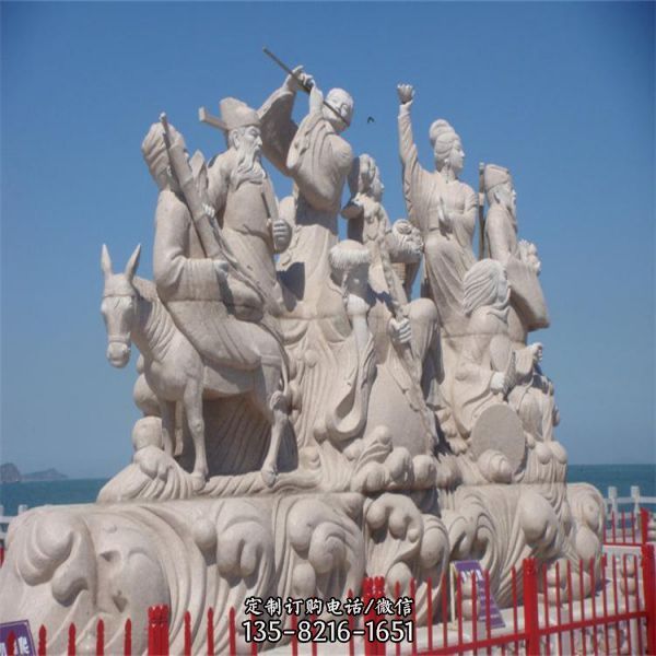 广场景区摆放花岗岩八仙过海神话人物石像（2）