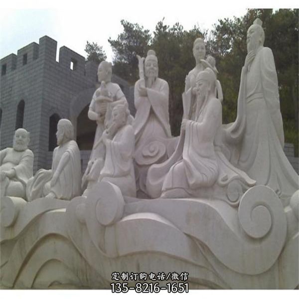 广场景区摆放花岗岩八仙过海神话人物石像（5）