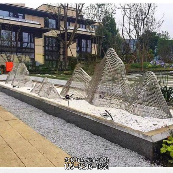大型不锈钢镂空水景假山雕塑 酒店园林景观装饰摆件（3）