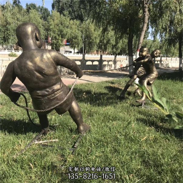 小孩拔河雕塑 儿童玩耍户外园林雕塑（5）