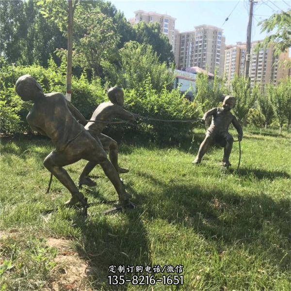 小孩拔河雕塑 儿童玩耍户外园林雕塑（2）