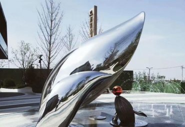 大型不锈钢抽象鲸鱼摆件