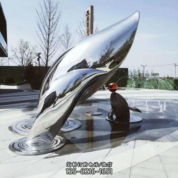 园林广场大型不锈钢抽象鲸鱼摆件