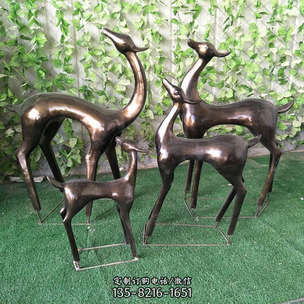 铜雕抽象园林景观小鹿