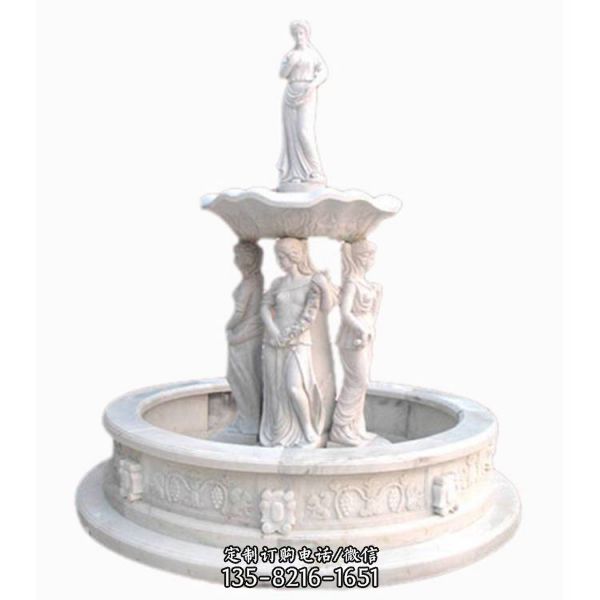 石雕喷泉别墅庭院摆件黄锈石喷泉跌水盆水景装饰雕塑（5）