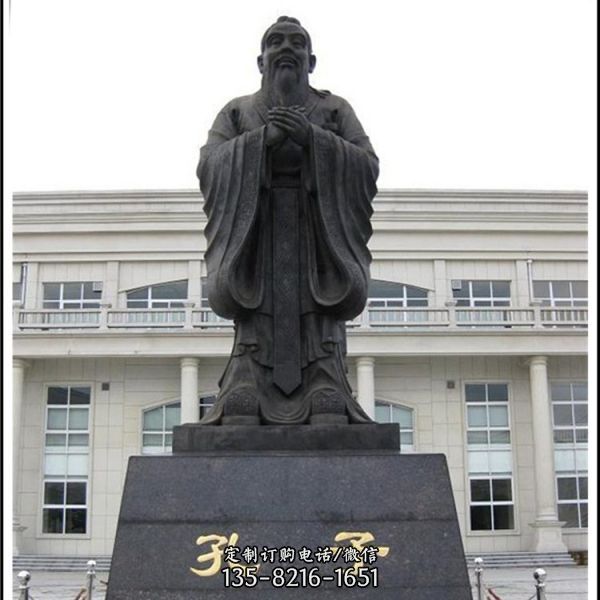 广场学校摆放大型铸铜历史学家孔子雕像（6）