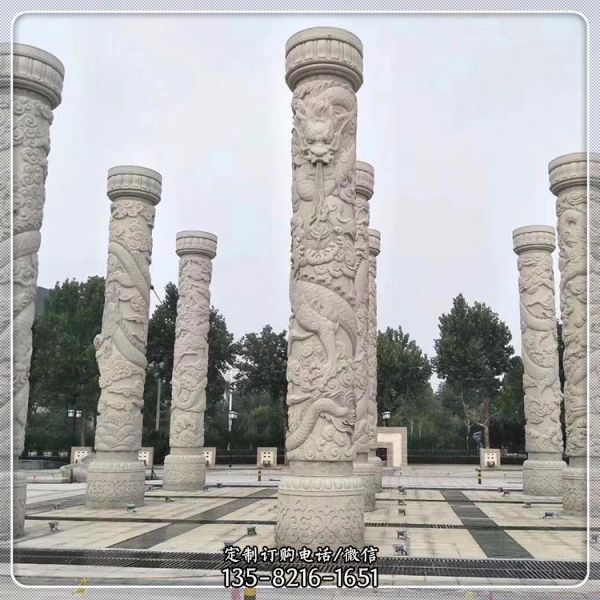 广场大型摆件石雕园林景观龙柱雕塑（3）