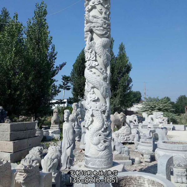 广场大型摆件石雕园林景观龙柱雕塑（5）
