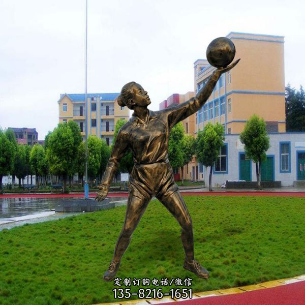 校园体育广场玻璃钢打排球的人物景观