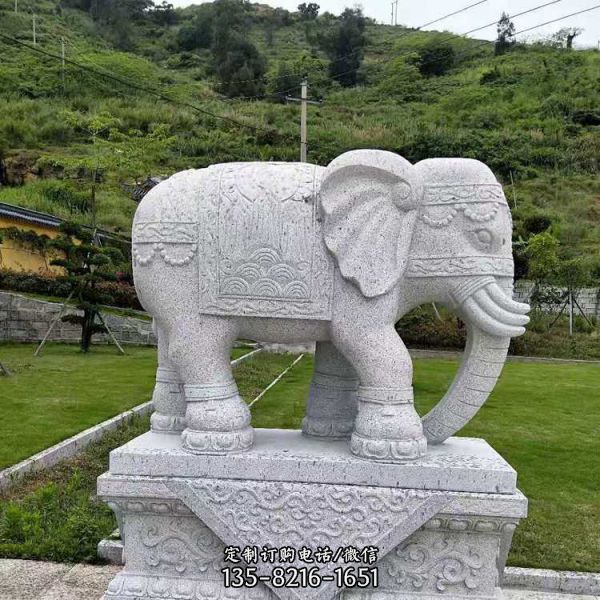 花岗岩 公司酒店门口风水象雕刻  仿古镇宅灵气石雕大象雕塑（6）