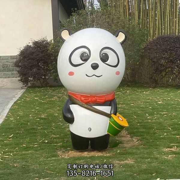玻璃钢熊猫摆件 户外景观熊猫 园林熊猫公仔雕塑（2）