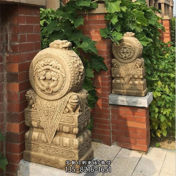  庭院装饰中式传统门鼓摆件 花岗岩石材抱鼓石雕塑（1）