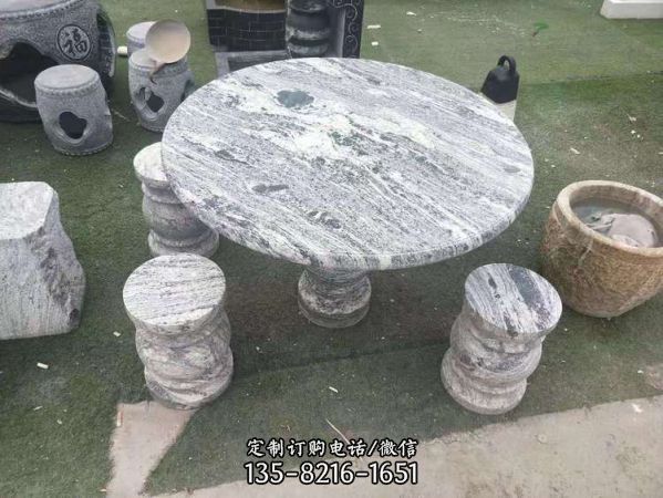 石桌石凳仿古石头圆桌别墅石雕庭院摆件