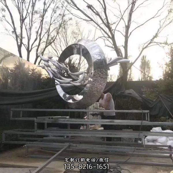 园林广场摆放不锈钢抽象艺术城市标志景观雕塑（1）